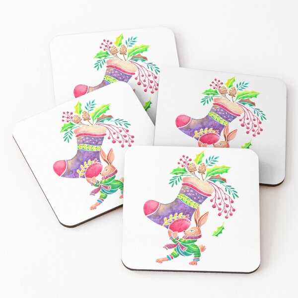 Item preview, Adorable bunny holding Christmas berries in sock designed and sold by Kaushlydraw.