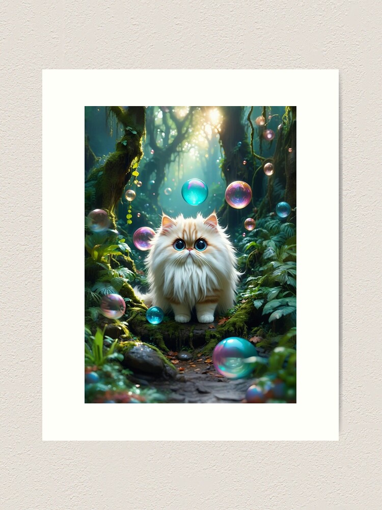 Thumbnail 2 von 3, Kunstdruck, Fluffy Cat in Bubble Land designt und verkauft von Fluffy-Cat-de.