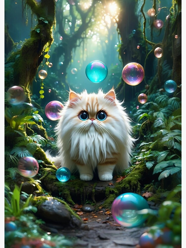 Thumbnail 3 von 3, Kunstdruck, Fluffy Cat in Bubble Land designt und verkauft von Fluffy-Cat-de.