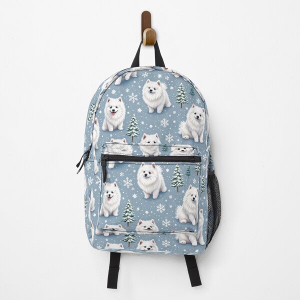 Item preview, An adorable 3D pattern background showcasing Samoyeds with snowy backgrounds,surrounded by snowflakes and winter trees,perfect for winter-themed pet designs. designed and sold by AlwaysHome.