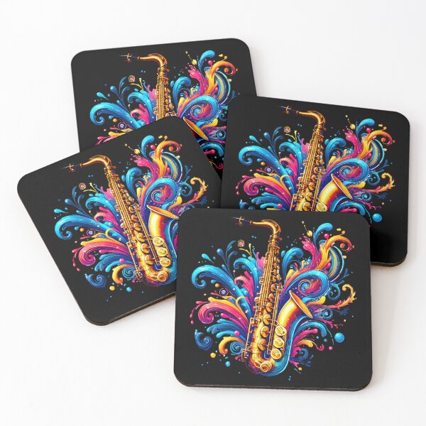 Item preview, Saxophone Player Musical Notes Jazz designed and sold by DrawHandArt.