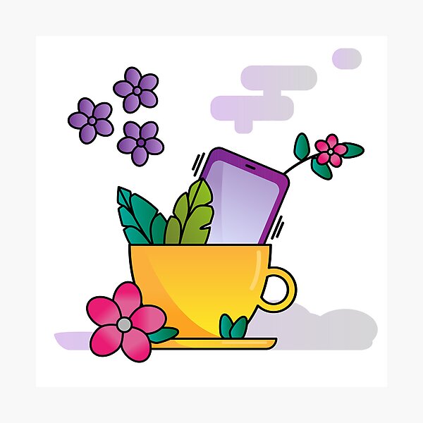 Item preview, Cup with cellphone and flowers designed and sold by AgingeR.