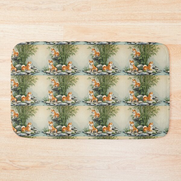 Item preview, A serene 3D pattern background featuring Shiba Inus in zen gardens,surrounded by bamboo and stones,ideal for calming pet-themed designs. designed and sold by AlwaysHome.