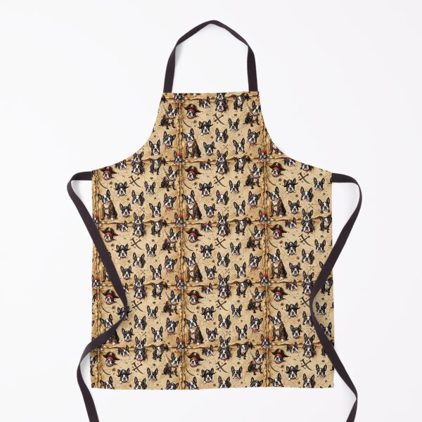 Item preview, A playful 3D pattern background featuring Boston Terriers dressed as pirates,set against a treasure map,ideal for adventurous pet-themed products. designed and sold by AlwaysHome.