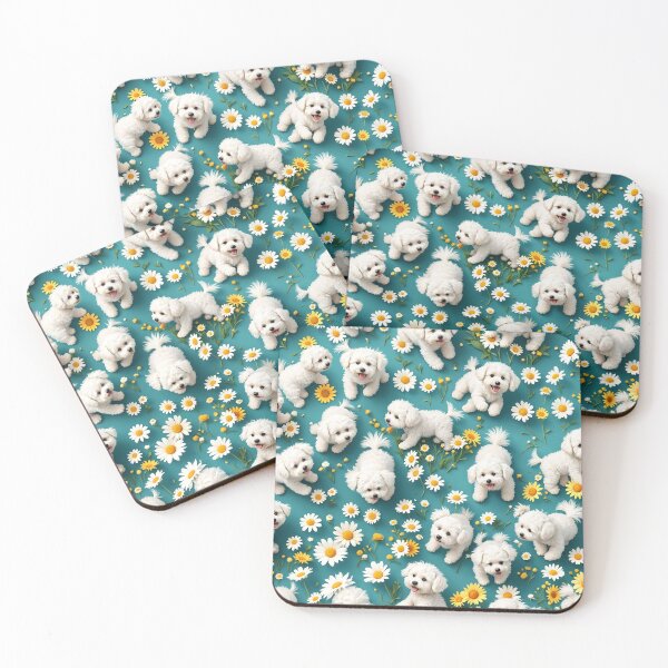 Item preview, A whimsical 3D pattern background featuring Bichon Frises playing in a field of daisies,perfect for cheerful pet-themed merchandise. designed and sold by AlwaysHome.