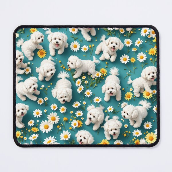 Item preview, A whimsical 3D pattern background featuring Bichon Frises playing in a field of daisies,perfect for cheerful pet-themed merchandise. designed and sold by AlwaysHome.