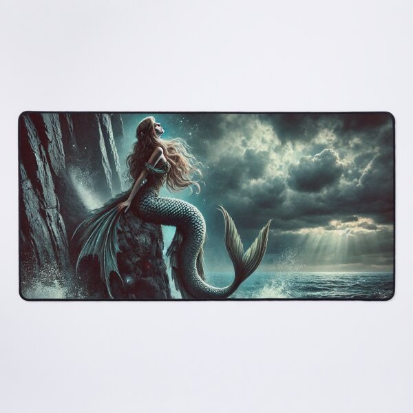 Item preview, AI generated mermaid lounging on rocks designed and sold by AI-this-is-AI.