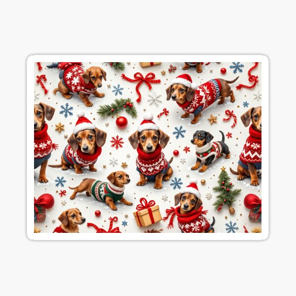 Artikel-Vorschau von Ein festlicher 3D-Musterhintergrund mit Dackeln in Weihnachtspullovern, umgeben von Schneeflocken und Geschenken, perfekt für Haustierdesigns für die Feiertage., designt und verkauft von AlwaysHome.