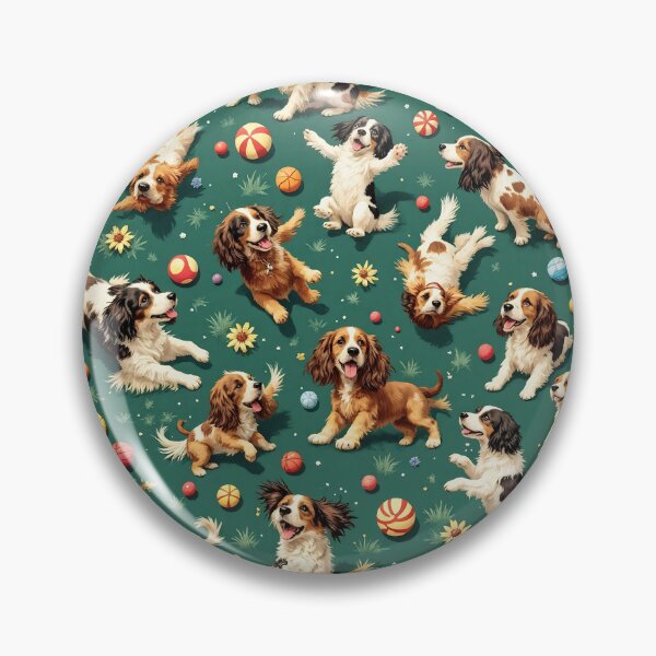 Item preview, A playful 3D pattern background featuring Cocker Spaniels in a dog park,playing with balls and frisbees,ideal for fun pet-themed projects. designed and sold by AlwaysHome.