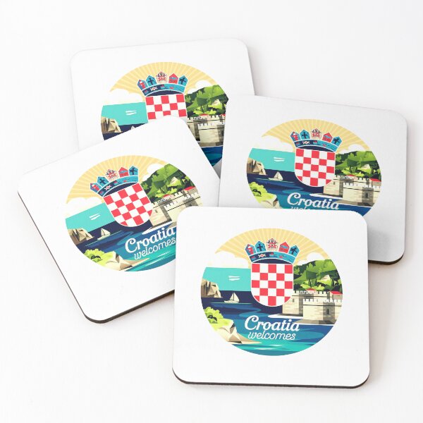 Item preview, Croatia  Welcomes Flag Map Dubrovnik, Split, Zagreb designed and sold by AnimalsDH305.