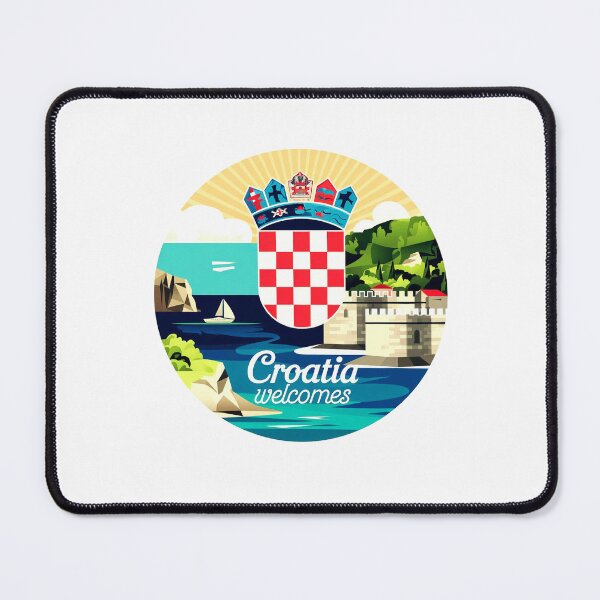 Item preview, Croatia  Welcomes Flag Map Dubrovnik, Split, Zagreb designed and sold by AnimalsDH305.