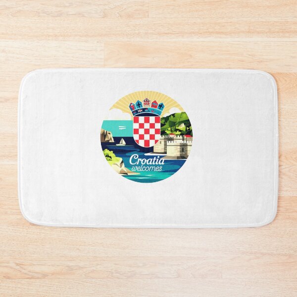 Item preview, Croatia  Welcomes Flag Map Dubrovnik, Split, Zagreb designed and sold by AnimalsDH305.