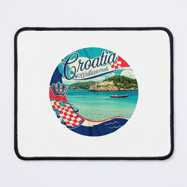 Item preview, Croatia  Welcomes Flag Map Dubrovnik, Split, Zagreb designed and sold by AnimalsDH305.