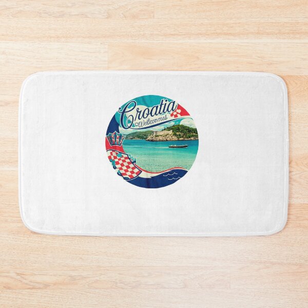 Item preview, Croatia  Welcomes Flag Map Dubrovnik, Split, Zagreb designed and sold by AnimalsDH305.