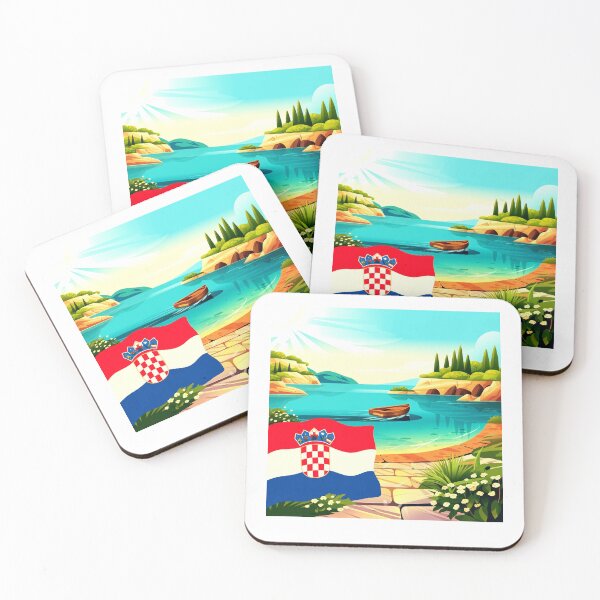 Item preview, Croatia  Welcomes Flag Map Dubrovnik, Split, Zagreb designed and sold by AnimalsDH305.