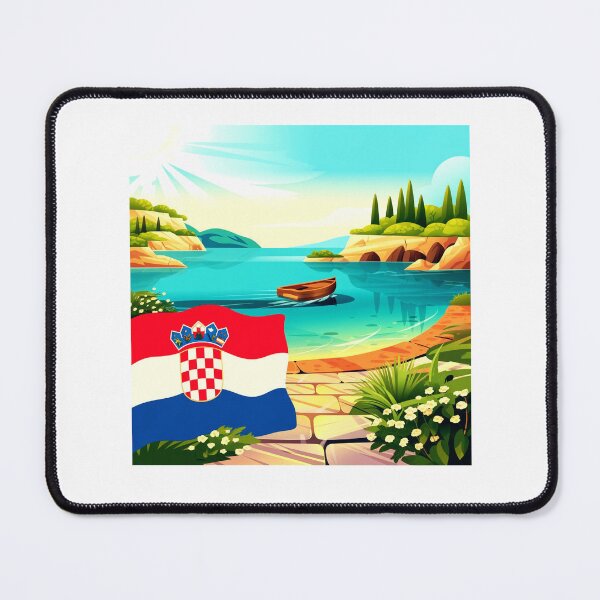 Item preview, Croatia  Welcomes Flag Map Dubrovnik, Split, Zagreb designed and sold by AnimalsDH305.