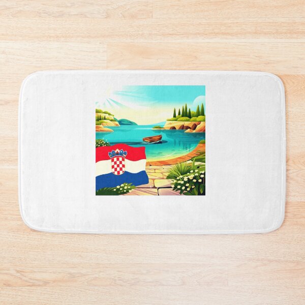Item preview, Croatia  Welcomes Flag Map Dubrovnik, Split, Zagreb designed and sold by AnimalsDH305.