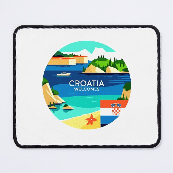 Item preview, Croatia  Welcomes Flag Map Dubrovnik, Split, Zagreb designed and sold by AnimalsDH305.