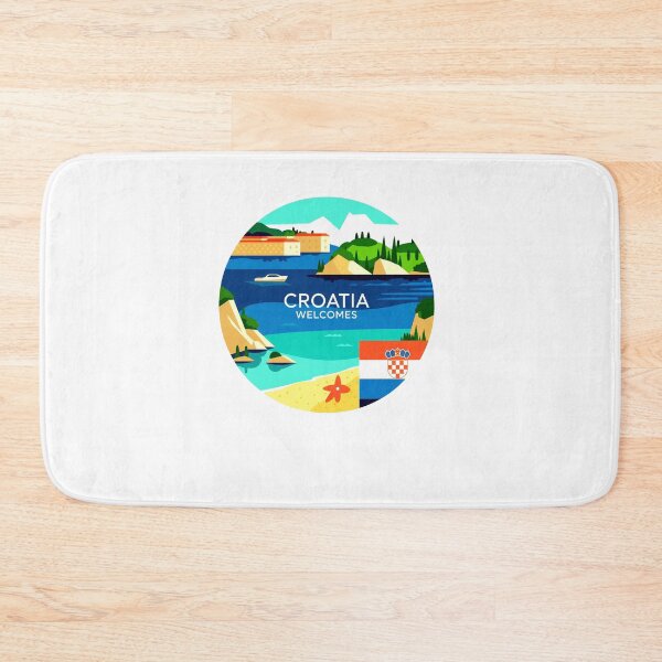 Item preview, Croatia  Welcomes Flag Map Dubrovnik, Split, Zagreb designed and sold by AnimalsDH305.