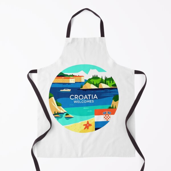 Item preview, Croatia  Welcomes Flag Map Dubrovnik, Split, Zagreb designed and sold by AnimalsDH305.