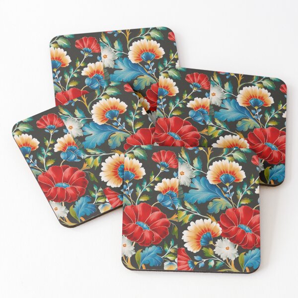 Item preview, Norwegian Telemark Rosemaling red and blue designed and sold by Madebysomeny.