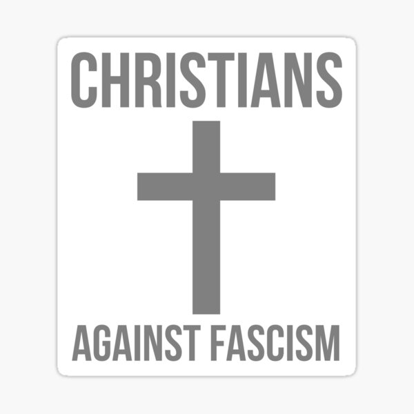 Vista previa del artículo con la obra «Cristianos contra el fascismo», diseñado y vendido por Rachel the Artist .