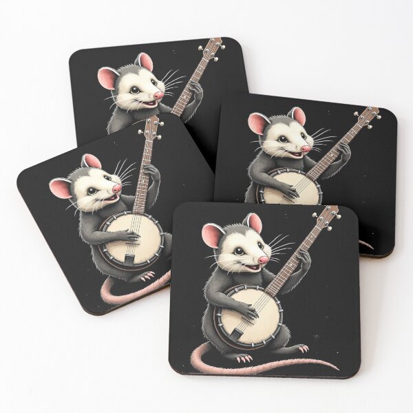 Artikelvorschau, Lustiges Opossum, das Banjo spielt - Banjo-Liebhaber entworfen und verkauft von kjp-design.
