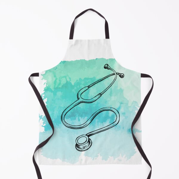 Item preview, Stethoscope, medical symbol for doctors and healthcare workers, green and blue watercolor designed and sold by Drawmecute.