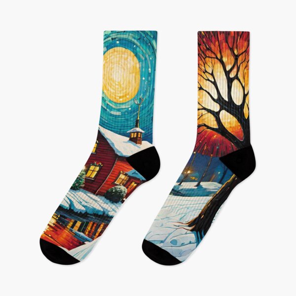 Item preview, Snowy Christmas House by a Frozen Stream designed and sold by GrizzlyCollective.