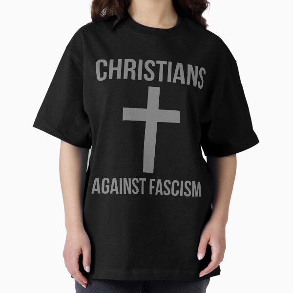 Vista previa del artículo con la obra «Cristianos contra el fascismo», diseñado y vendido por Rachel the Artist .