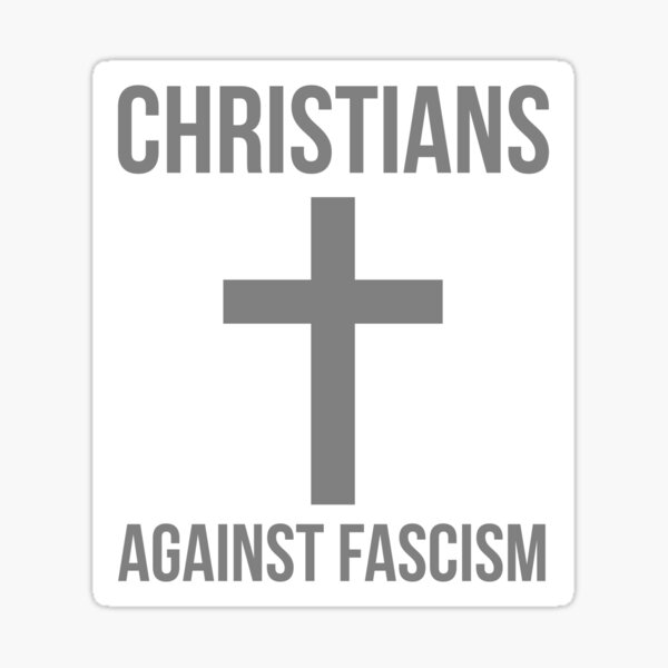 Vista previa del artículo con la obra «Cristianos contra el fascismo», diseñado y vendido por Rachel the Artist .