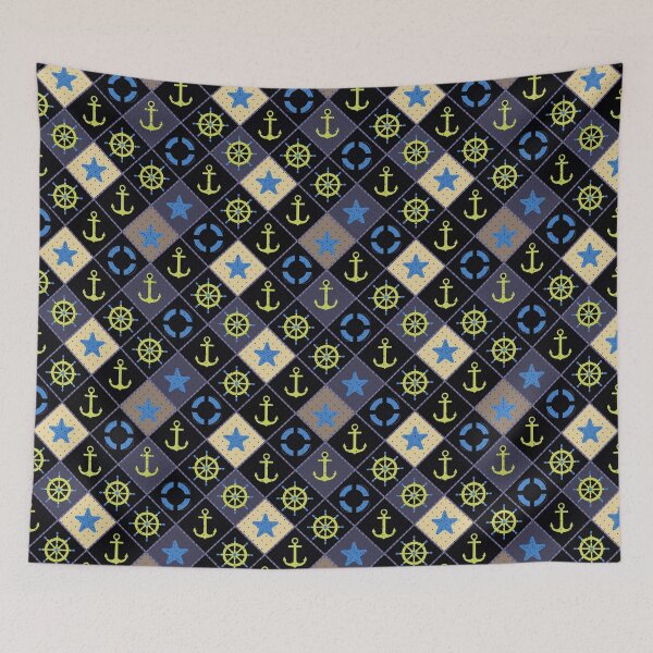 Item preview, Seamless nautical pattern with sea theme elements print designed and sold by fuzzyfox.