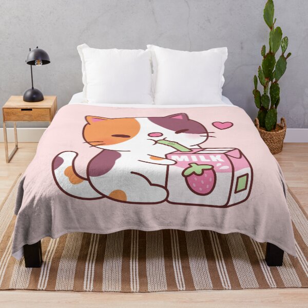 Item preview, Cute Calico Cat Loves Drinking Strawberry Milk designed and sold by rustydoodle.