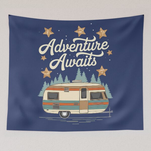Item preview, Retro Adventure Awaits Camper Design designed and sold by ZetaDream.