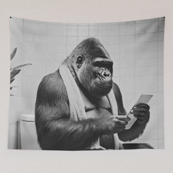 Item preview, Gorilla in Towel with Tablet designed and sold by vk09.