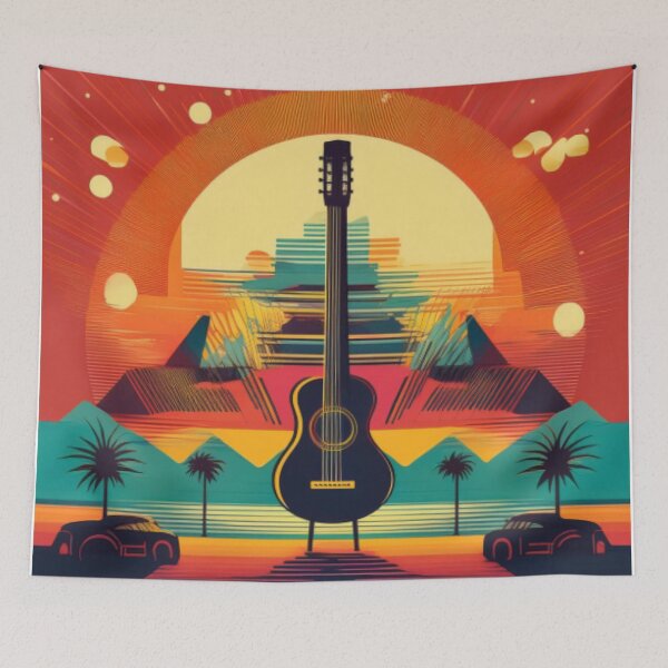 Item preview, Retro Guitar Sunset Design designed and sold by RaiyaTees.