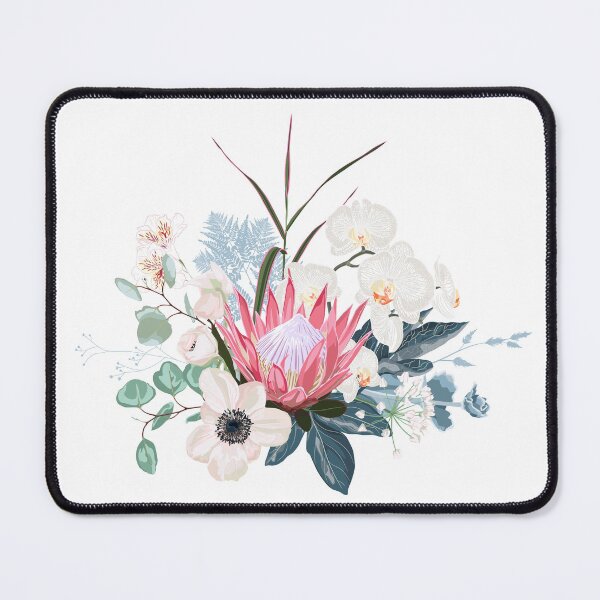 Item preview, Pink protea, white flowers, exotic leaves, eucalyptus and succulents. designed and sold by MatyKotiv.