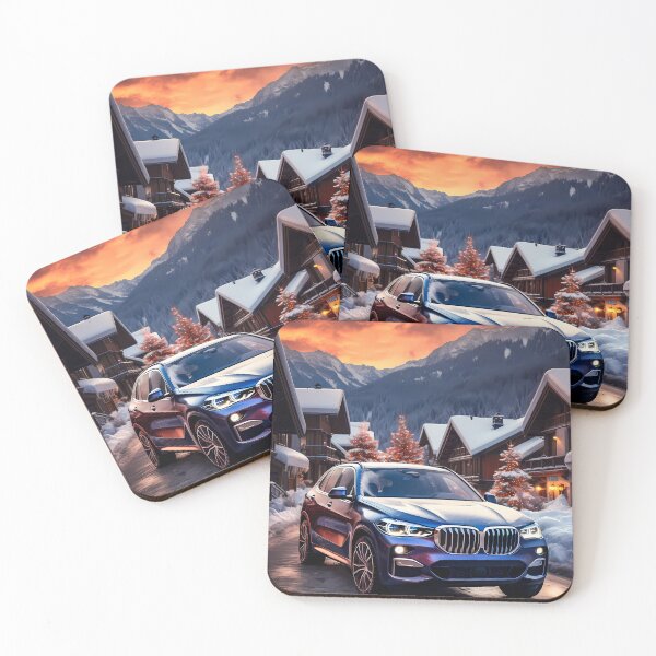 Item preview, Stylish SUV Surrounded By Alpine Cabins In Snowy Landscape designed and sold by RevUpDesign.