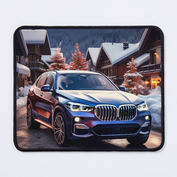 Item preview, Stylish SUV Surrounded By Alpine Cabins In Snowy Landscape designed and sold by RevUpDesign.