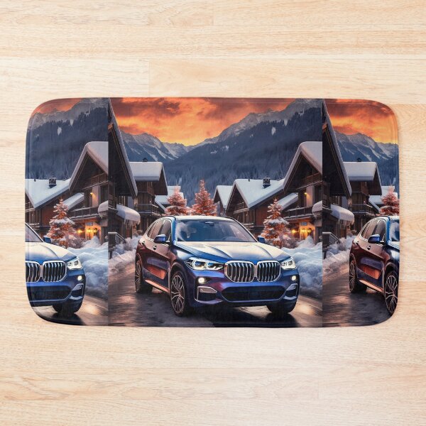 Item preview, Stylish SUV Surrounded By Alpine Cabins In Snowy Landscape designed and sold by RevUpDesign.