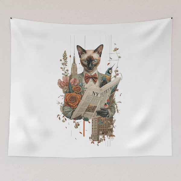 Item preview, Collage Wall Art / T-shirt Design: CAT WITH NEWSPAPER designed and sold by ForeverPrintsOK.