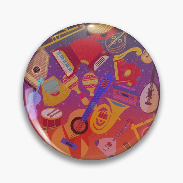 Item preview, Musical Instruments Everywhere All At Once On Red & Purple designed and sold by BrightrDayMusicArt.