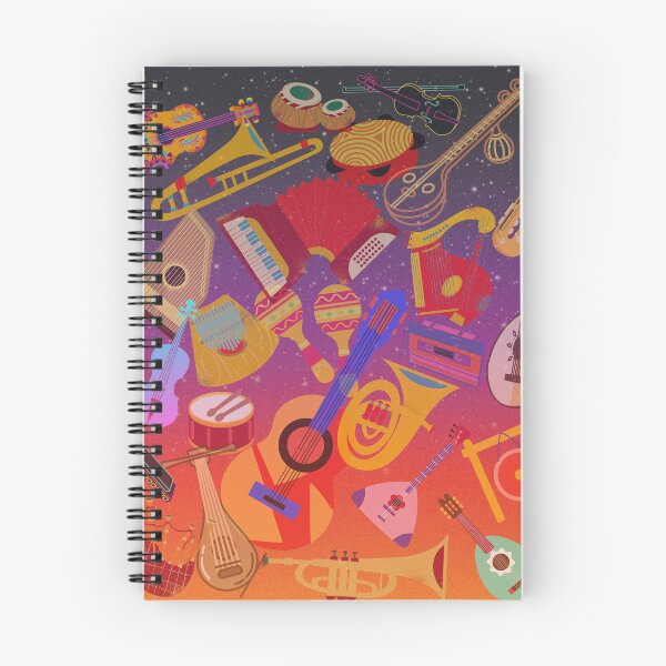 Item preview, Musical Instruments Everywhere All At Once On Red & Purple designed and sold by BrightrDayMusicArt.