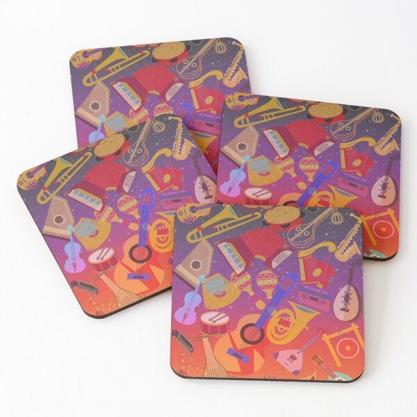 Item preview, Musical Instruments Everywhere All At Once On Red & Purple designed and sold by BrightrDayMusicArt.