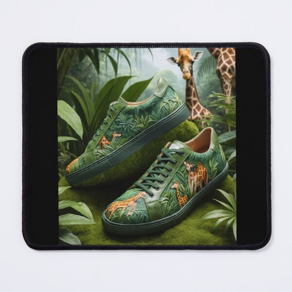 Item preview, "Green Jungle Sneakers – Unique Giraffe Forest Shoe Design" designed and sold by PRIME4YOU.