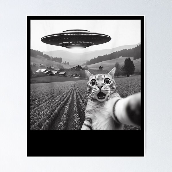Item preview, Cat Selfie With Alien UFO Funny Cat Gifts For Men Women designed and sold by Phoemps.