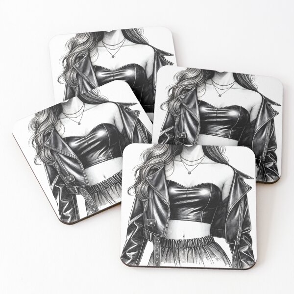 Item preview, Monochrome Illustration of a Stylish Outfit Featuring Leather Jacket and Accessories designed and sold by Creative88Art.