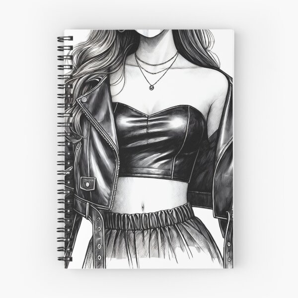 Item preview, Monochrome Illustration of a Stylish Outfit Featuring Leather Jacket and Accessories designed and sold by Creative88Art.
