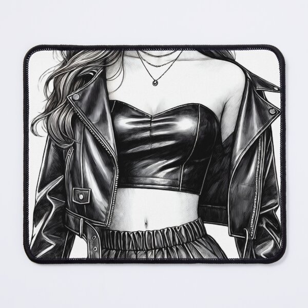 Item preview, Monochrome Illustration of a Stylish Outfit Featuring Leather Jacket and Accessories designed and sold by Creative88Art.