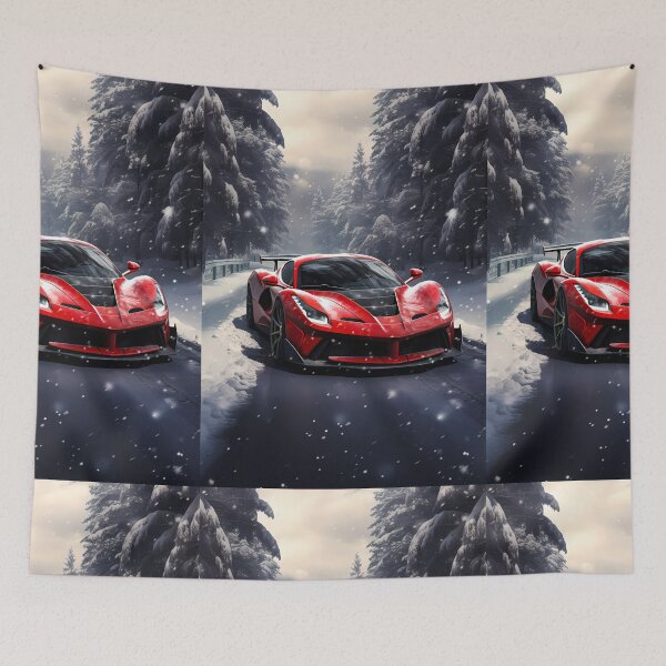 Item preview, Race Ready Supercar On Snow Covered Mountain Road designed and sold by RevUpDesign.